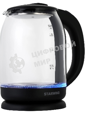 Чайник электрический Starwind SKG1779 1.8 л, 1700 Вт, прозрачный/черный корпус: стекло