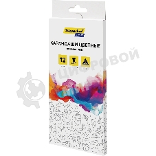 Карандаши цветные Silwerhof Color 2.65 мм, трехгранный профиль, дерево, ассорти, 12 цветов, коробка с европодвесом