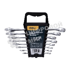 Набор комбинированных гаечных ключей 8 шт Deli DL130008A Спецификация: 6 мм, 8 мм, 10 мм, 12 мм, 14 мм, 15 мм, 17 мм, 19 мм. Матовая хромированная поверхность. Пластиковая упаковка.