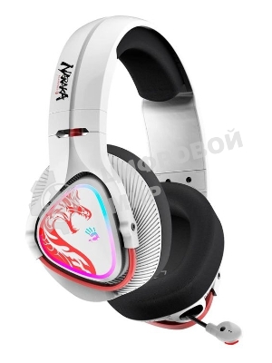 Гарнитура Bloody MR720 Naraka белый, беспроводная + проводная, радиоканал/Bluetooth/mini jack 3.5 мм, до 44 ч, подсветка