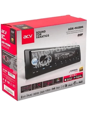 Автомагнитола ACV ADX-903BM, 1 DIN, Bluetooth, USB Type-A, AUX, пульт ДУ