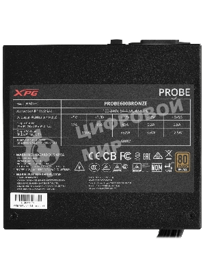 Блок питания ADATA XPG PROBE600B-BKCEU, 600Вт, 80 PLUS Bronze, 120мм, черный