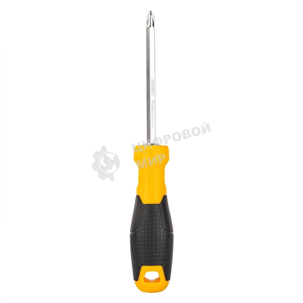 Двухсторонняя отвертка Deli DL626001 PH2+SL6x100 мм Спецификация продукта.: 6/PH2x100мм. Материал хвостовика: Cr-V. Длина: 210 мм. Длина: 100 мм. Диаметр хвостовика: 6,3 мм.