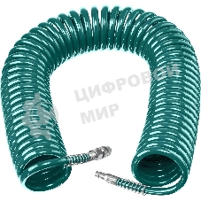 Воздушный спиральный шланг KRAFTOOL с фитингами рапид 20 м, 8х12 мм, 15 бар