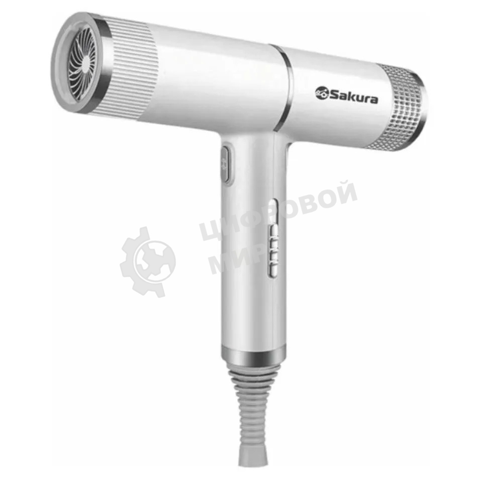 Фен SAKURA SA-4051W белый/серый, 1600 Вт, компактный