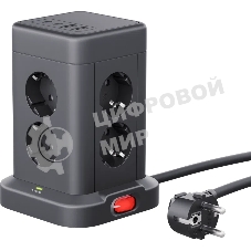 Сетевой фильтр Defender ILS 451 черный (2 м, 8 розеток, 2USB-A, 2USB-C)