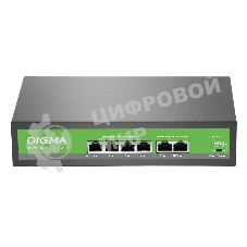 Коммутатор Digma DSP204F-2F-T80 DSP204F-2F-T80 V1 (L2) 6x100 Мбит/с 4PoE 4PoE+ 80W неуправляемый