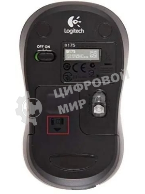 Мышь беспроводная Logitech B175 черный, 1000 dpi, радиоканал, USB, кнопки - 3