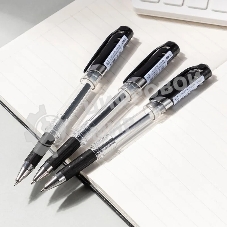 Ручка гелевая Deli EG158-BK прозрачный, d=0.7мм, черные чернила, резиновая манжета