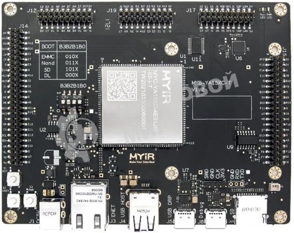 Плата разработки Myir MYD-YA151C-4E512D-65-I-T MYC-YA15XC-T CPU Module as Controller Board, ST STM32MP1 MPU based on 650MHz Single or Dual Arm Cortex-A7 and 209MHz Cortex-M4 Cores,256MB/512MB DDR3L, 256MB Nand Flash/4Gb eMMC, 32KB EEPROM, Power Management IC (PMIC)
