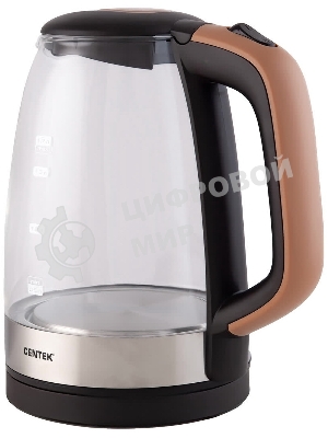 Чайник электрический Centek CT-0065 Beige стекло, 1.7 л 2200 Вт, LED-подсветка, мерная шкала, защита от вкл б/воды
