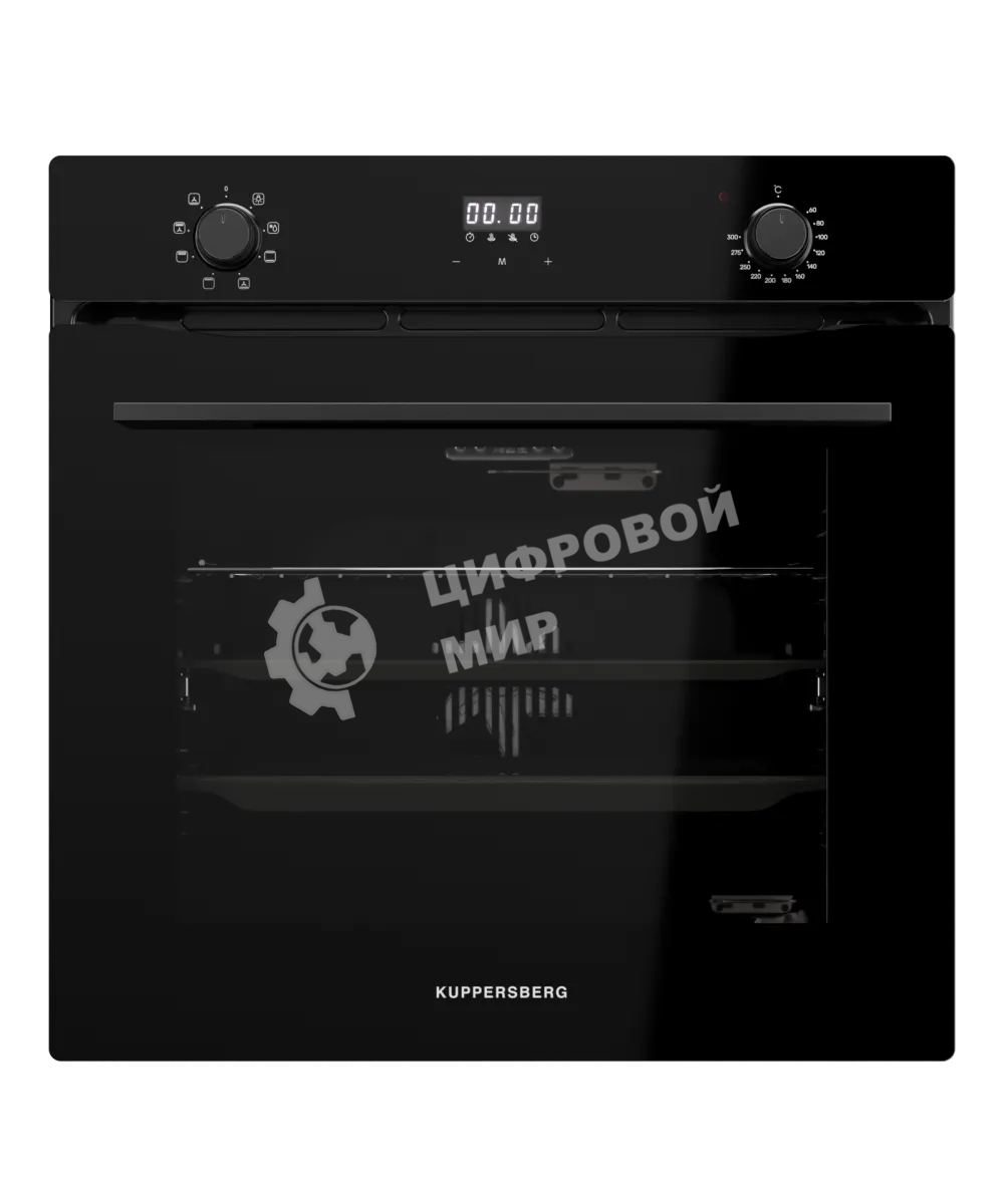 Духовой шкаф Kuppersberg, High-Tech, 72 л, поворотное/сенсорное управление, дисплей, таймер, 7 режимов, макс. температура 300 градусов, телескопические направляющие (на 1 уровень), доводчик двери, цвет черный, цвет фурнитуры черный