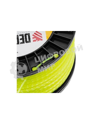 Леска для триммера Denzel витой квадрат, 2,0мм х 357м, на DIN катушке FLEX CORD