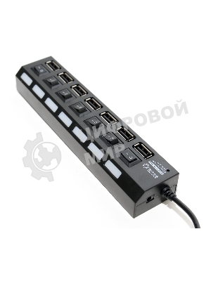 USB-концентратор USB 5bites HB27-203PBK 7*USB2.0 / БП 5В-2А / 1M / черный
