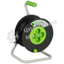Удлинитель силовой ЭРА GREEN LINE KAT-2x1.5-50m Greenline на катушке пластик 4 розетки без заземления 50 м ПВС 2x1.5 мм2