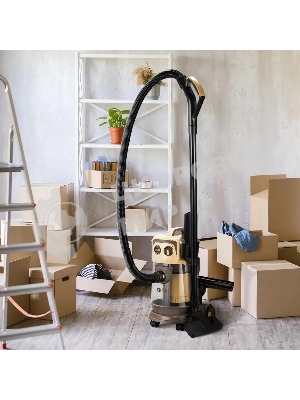 Пылесос Kitfort КТ-5192 золотистый/черный, 1000 Вт, уборка сухая/сбор жидкости, пылесборник контейнер/аквафильтр, 15 л