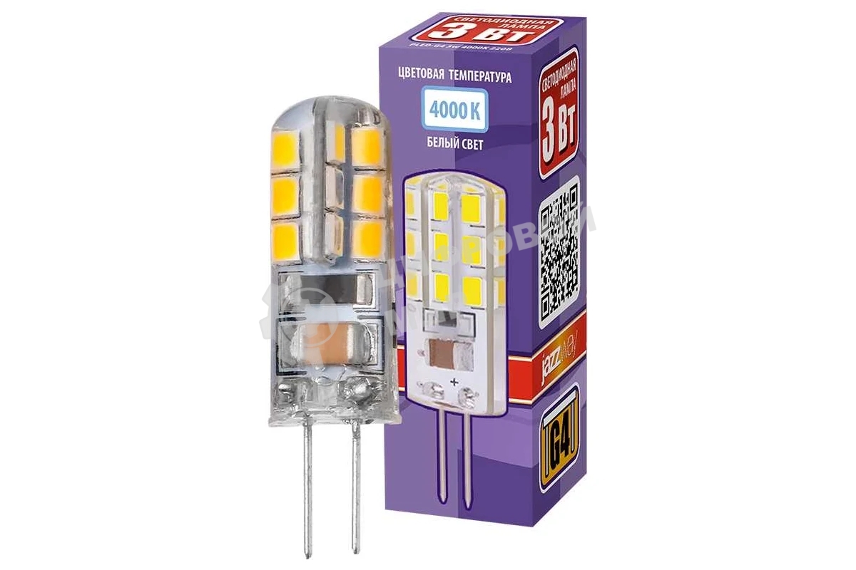 Лампа светодиодная JazzWay PLED-G4 1032072 3 Вт капсульная 4000 К, белый G4 200 лм 220-230В