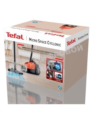 Пылесос Tefal MICRO SPACE CYCLONIC TW3235EA оранжевый/черный, 350/1600 Вт, уборка сухая, пылесборник контейнер 1 л