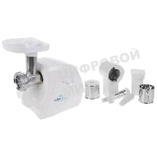 Мясорубка электрическая Ротор Альфа Р ЭМШ 35/250-3 белый, 1500 Вт, 0.58 кг/мин, реверс, защита от перегрузки, насадки - 4