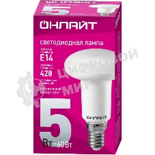 Лампа светодиодная ОНЛАЙТ 71652 OLL-R50-5-230-4K-E14 5 Вт 4000К белый E14 420 лм