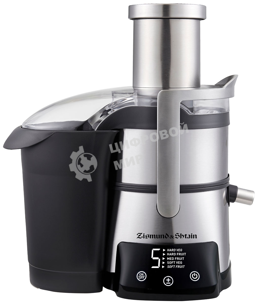 Соковыжималка Zigmund & Shtain EJ-755 стальной, центробежная, 1500 Вт, 800 мл, электронное