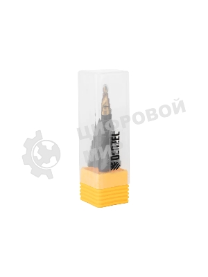 Сверло ступенчатое Denzel 4-6-8-10-12-14-16-18-20-22-24-26-28-30-32 мм, Р6М5, 6-гр. хвостовик