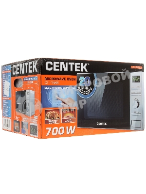 Микроволновая печь Centek CT-1586 серебристый, 20 л, 700 Вт, переключатели - кнопки, поворотный механизм