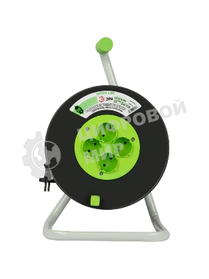 Удлинитель силовой ЭРА GREEN LINE KAT-2x1.5-50m Greenline на катушке пластик 4 розетки без заземления 50 м ПВС 2x1.5 мм2