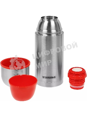 Термос Starwind 20-750 0.75 л. серебристый/красный, картонная коробка