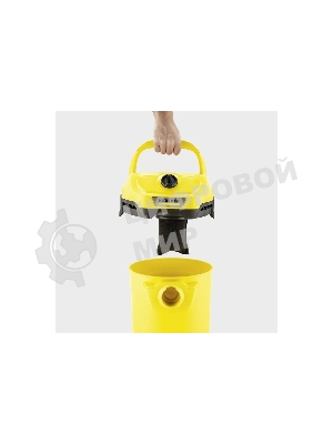 Строительный пылесос Karcher WD 2 Plus V-12/4/18 желтый, 1000 Вт, уборка сухая/сбор воды, пылесборник мешок/контейнер, 12 л