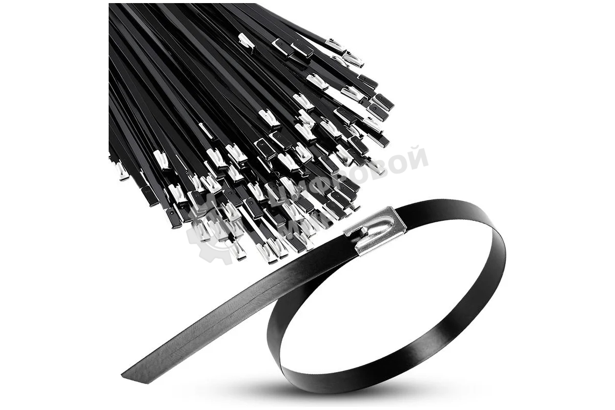 Хомут кабельный TOKOV ELECTRIC 4.6х200 сталь AISI 304 с покрытием (уп. 100 шт)