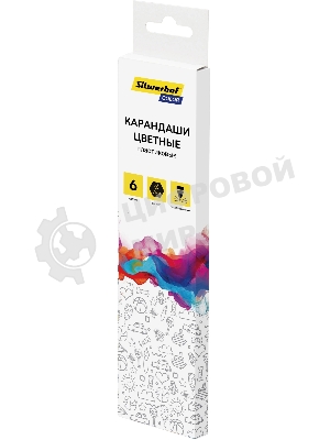 Карандаши цветные Silwerhof Color 2.6 мм, шестигранный профиль, пластик, ассорти, 6 цветов, коробка с европодвесом