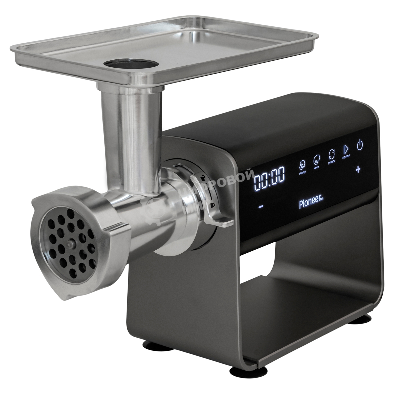 Мясорубка электрическая Pioneer MG225 черный, 3000 Вт, 3.0 кг/мин, реверс, защита от перегрузки, насадки - 4