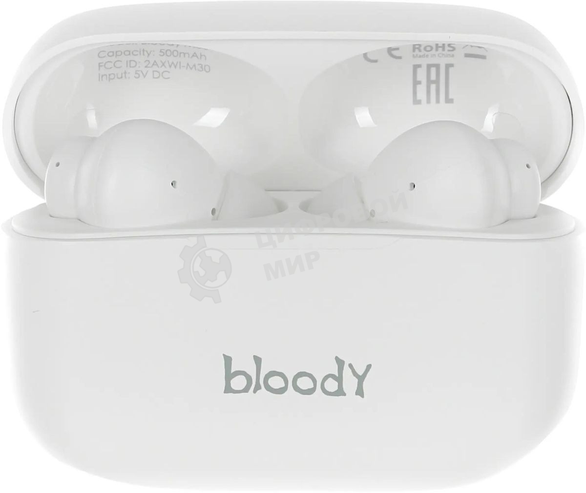 Наушники TWS A4Tech Bloody M30 белый, внутриканальные, Bluetooth, до 22 ч