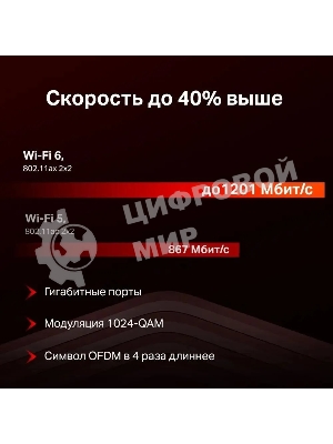 Двухдиапазонный Wi-Fi роутер Mercusys MR60X AX1500