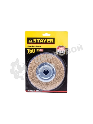 Кордщетка STAYER PROFESSIONAL 35122-150 д/УШМ витая стальная латун.проволока 0.3мм 150мм/22мм