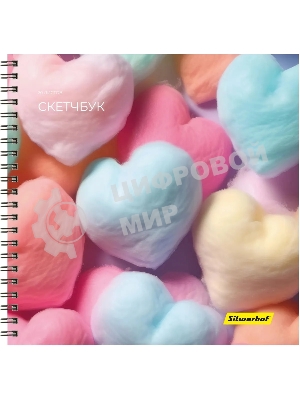 Скетчпад Silwerhof 20л. 190x190мм Нежность 4 дизайна, гребень