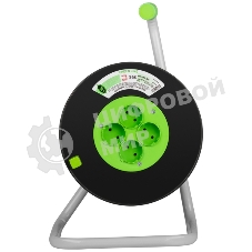 Удлинитель силовой ЭРА GREEN LINE KAT-2x1.5-30m Greenline на катушке пластик 4 розетки без заземления 30м ПВС 2x1.5мм2