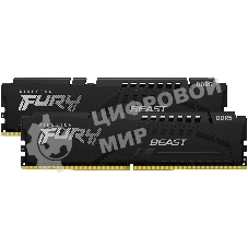 Оперативная память Kingston Fury Beast, DDR5, 32GB (2x16GB), 5600MHz, CL36, DIMM, с радиаторами, черный
