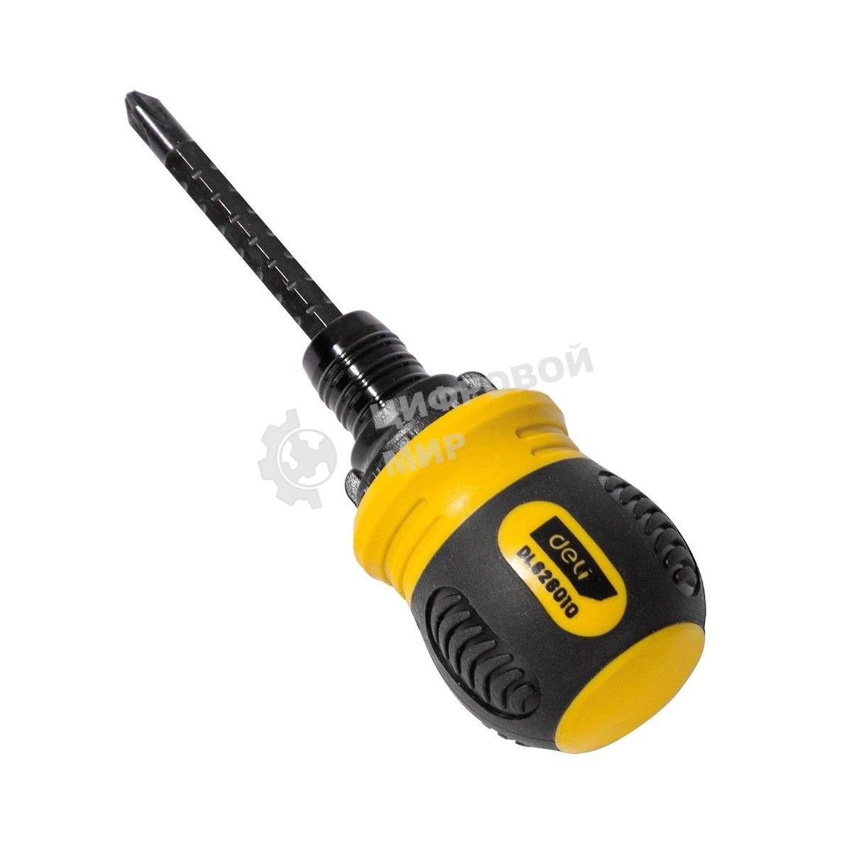 Двухсторонняя отвертка с трещеткой Deli DL626010 PH2+SL6x85мм 6/PH2x85мм. Материал биты: Cr-V. Общая длина: 95-140 мм. Диаметр хвостовика: 6,3 мм.