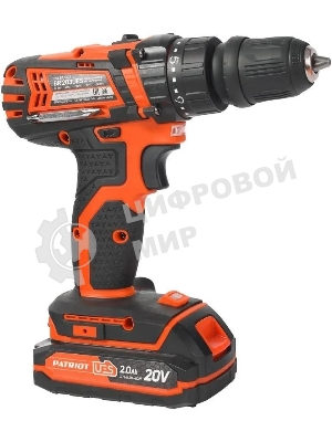 Дрель-шуруповерт Patriot BR 203UES, 20 В, 2 Ач, 30 Нм, щеточный