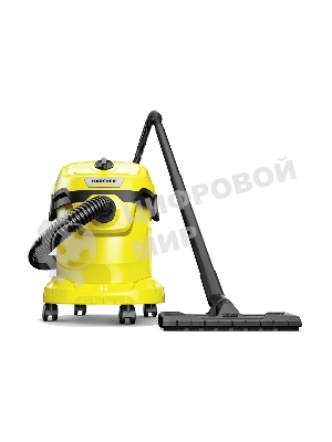 Строительный пылесос Karcher WD 2 Plus V-12/4/18 желтый, 1000 Вт, уборка сухая/сбор воды, пылесборник мешок/контейнер, 12 л