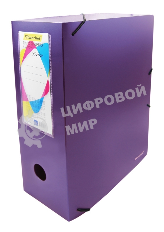 Папка архивная на резинке Silwerhof Perlen 311915-73 полипропилен 1мм, корешок 100мм, A4 сиреневый металлик