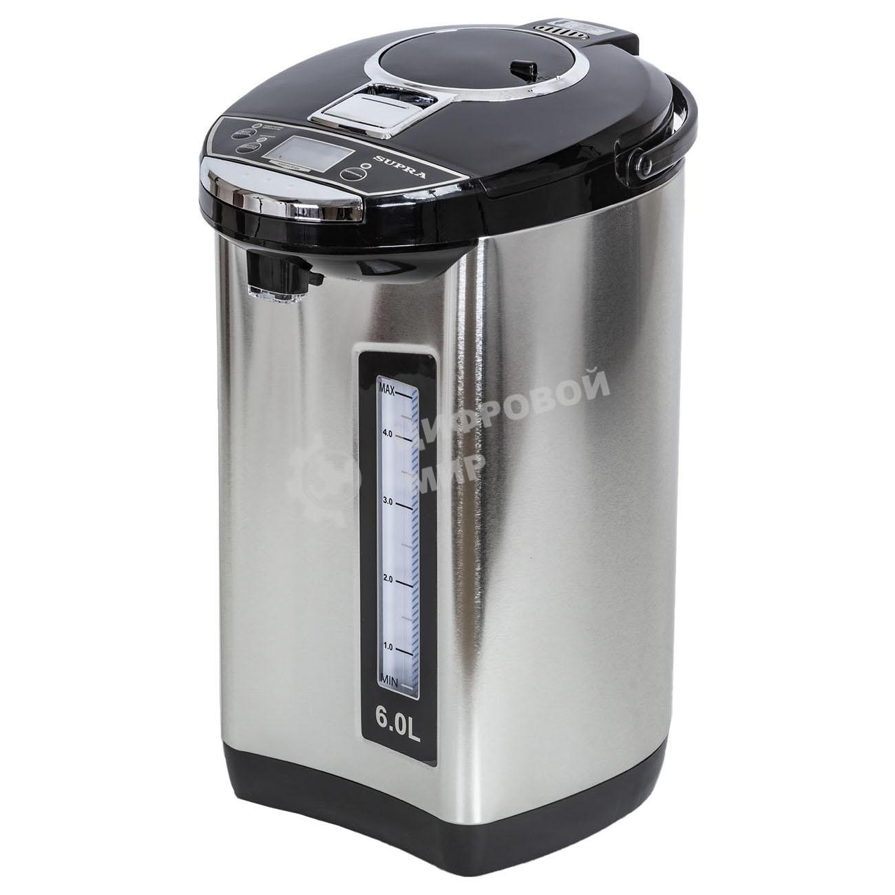 Термопот SUPRA TPS-7755 6 л, 850 Вт, серебристый с черным