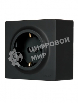 Розетка 1-мест. с заземл. LETO ПБТ черный бархат LEZARD 752-4200-122B