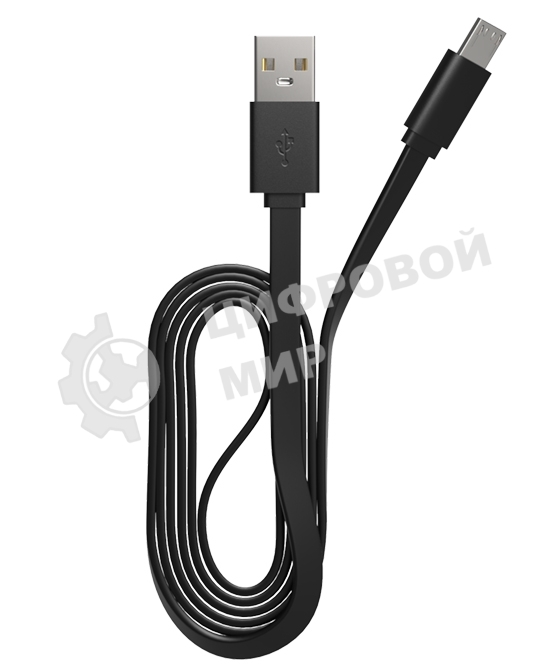 Кабель Maxvi MC-01F black USB-A - microUSB, 2A Плоский кабель, ток макс. нагрузки 2А, макс. напряжение 5V; стандарт USB 2.0; длина 1м, материал PVC, черный