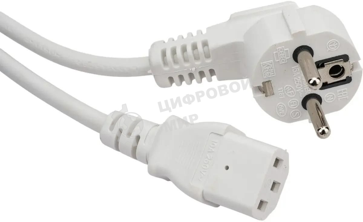 Шнур питания Lanmaster LAN-PP13/SHA-1.0-WH C13-Schuko проводник.:3x0.75мм2 1м 220В 10А белый