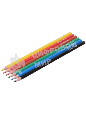 Карандаши цветные Silwerhof Color 2.6 мм, шестигранный профиль, пластик, ассорти, 6 цветов, коробка с европодвесом