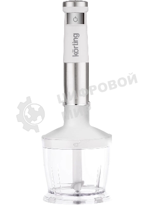 Погружной блендер Korting KHB 0313 W, беспроводной, мощность 150 Вт, кнопочное управление, 3 насадки (блендер, измельчитель, миксер), 5 скоростей, объем чаши 500 мл, защита двигателя от перегрева/перегрузки, цвет белый