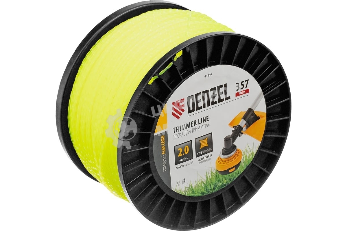 Леска для триммера Denzel витой квадрат, 2,0мм х 357м, на DIN катушке FLEX CORD
